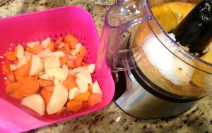 Drained potato and carrot mixture