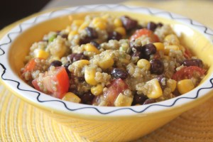 Quinoa, black beans, and a creamy cilantro dressing.