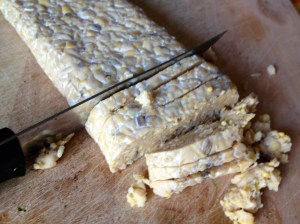 Thin slice tempeh.