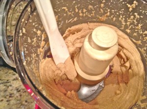 At this point I usually stop the food processor and scrape down the sides or dislodge any hardened nut butter from under the blade. Stir a bit.