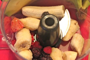 Bananas and berries.