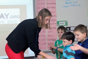 Ms. Banks divided the class into two groups. Here they are getting either "Smoothie 1 or Smoothie 2".
