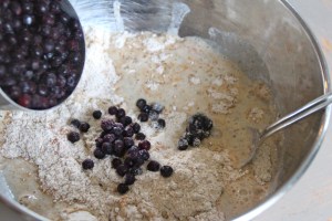Slowly fold in your blueberries.