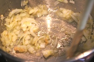 Cooked up the onion and ginger.