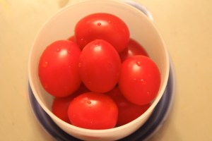 Cherry tomatoes. These may or may not come back home. I never know with these babies. Depends on the day.