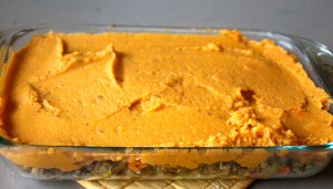 Spread your sweet potato layer on top.