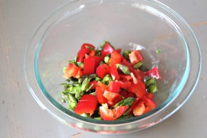 First chop some veggies. Your choice.