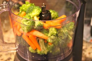 Fine chopping the vegetables "the cheater's way".