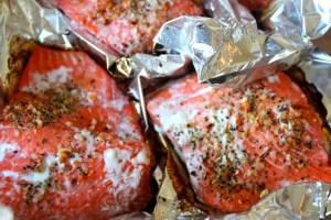 Baked salmon.