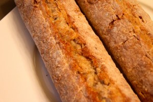 Make cross sections with a serrated knife, about half way down. Length-wise, and then slice opposite. **Remember: Do not slice all the way through** 