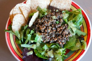 Lentil and Mixed Greens Salad.