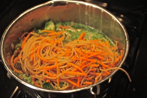 Add broccoli for a minute.