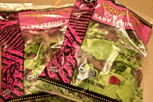 Buy 2 bags of spring mix. Organic of course.