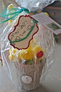 My youngest, signed his tag. Love 6-year-old handwriting.