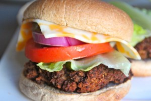 Quinoa Veggie Burger for someone that can open their mouth extra wide.