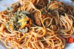 Spaghetti and Lentil "meat" Balls.