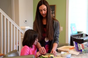 Dicing some avocado.