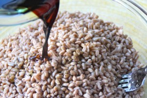 Add your sauce. Mix, mix.