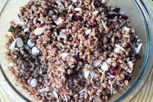 Farro, cranberries and almonds