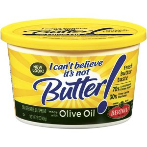 Olive oil butter. As if it magically makes it healthy. "Olive oil". Oh right, that's the stuff that's good for my heart, right?? Wrong. Media= 1 You= 0.