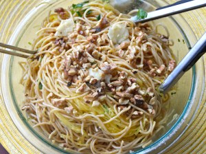 Parmesan Spaghetti with Toasted Walnuts. Can you see the spaghetti squash in there? 