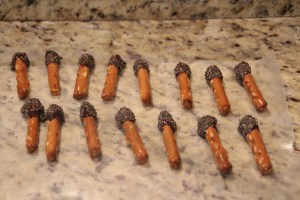 Dip, dip, and let them chill out for a bit on wax paper. That's it.