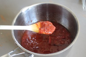You start by making this yummy sauce, and seriously it's good...