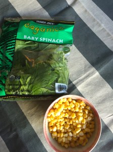 Spinach and corn.